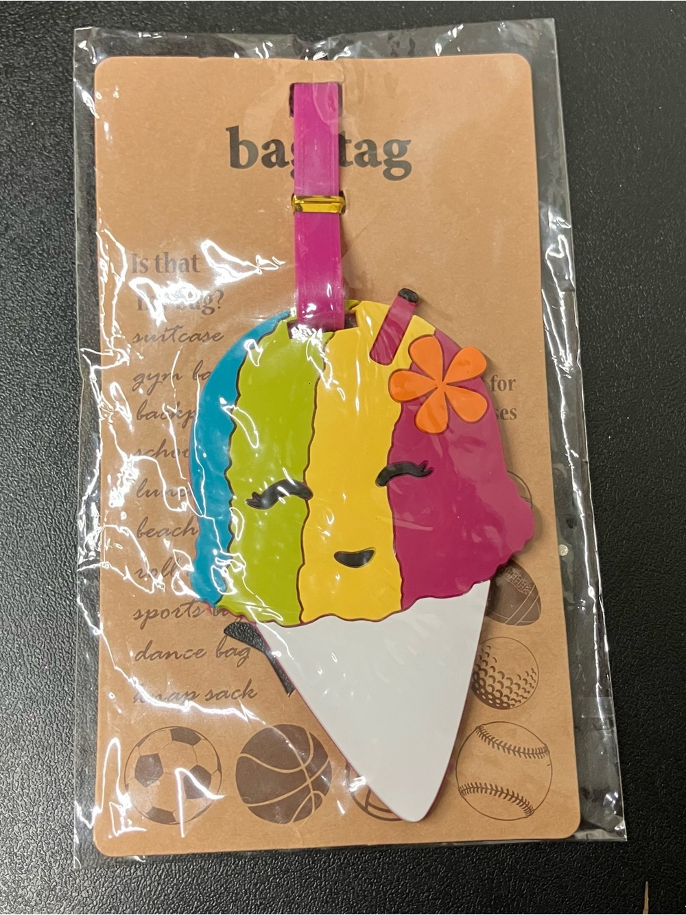 Brand New Rainbow Hawaiian Shave Ice Luggage Tag by Foodland NIP Tiki Vacation